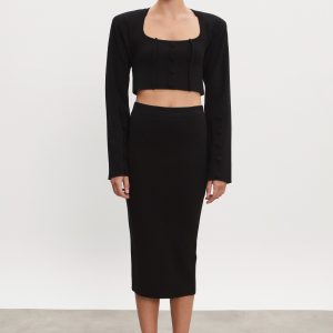 HEAVEN KNITTED CARDIGAN TOP BLACK