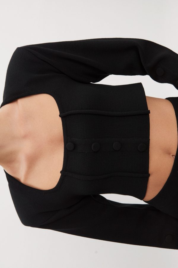 HEAVEN KNITTED CARDIGAN TOP BLACK - Image 3