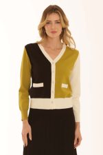 POMODORO CLOTHING COLOUR BLOCK CARDIGAN - Image 2