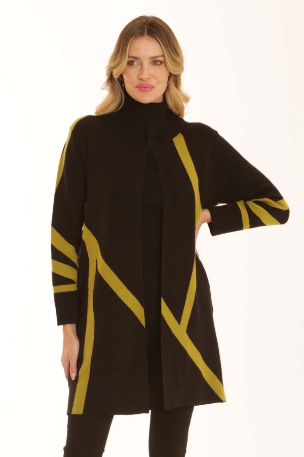 POMODORO CLOTHING COLOUR BLOCK EDGE TO EDGE CARDIGAN - Image 2