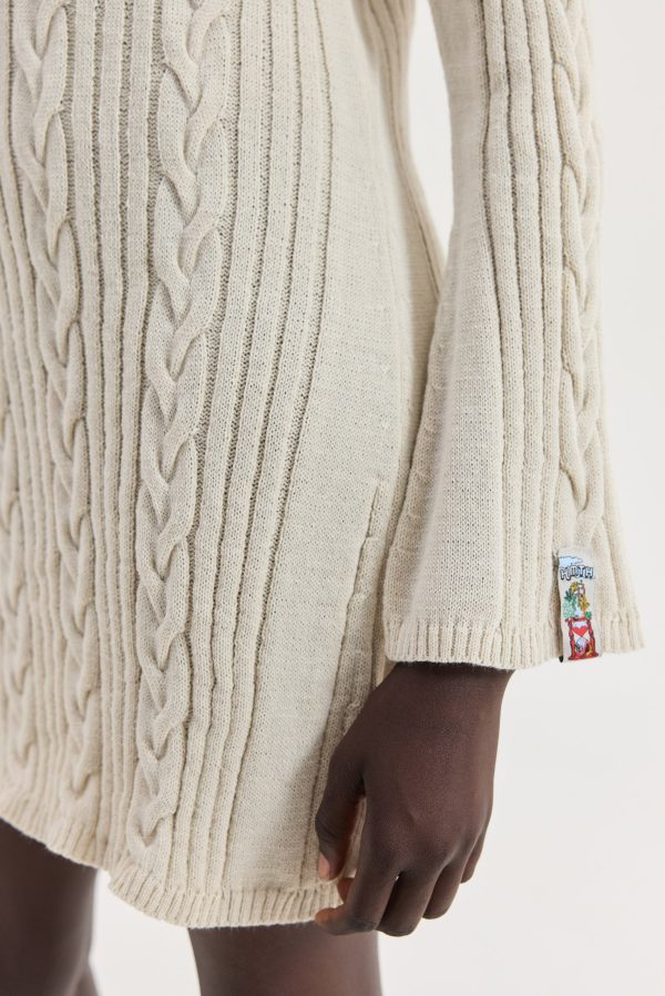 Aludra Knitted Dress (Beige - Image 3