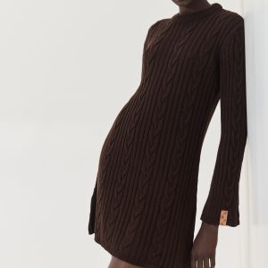 Aludra Knitted Dress (Brown