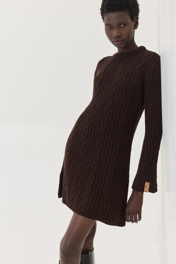 Aludra Knitted Dress (Brown - Image 1