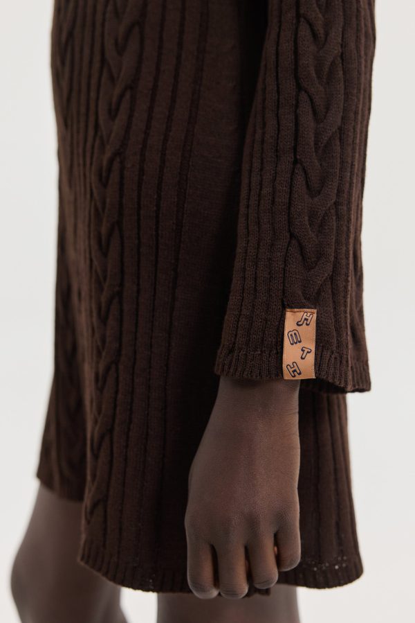 Aludra Knitted Dress (Brown - Image 3