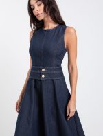 Denim midi φόρεμα με ζώνη - Image 3