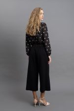 Μαύρο Culotte Wide Leg Παντελόνι με Ψηλόμεση Γραμμή - Image 2